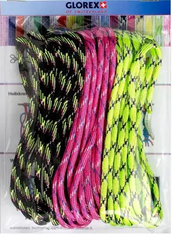 

64000 paracord cord 2x4mm, 3x3 m Gloria ex (135 black/pink/Green with patterns)