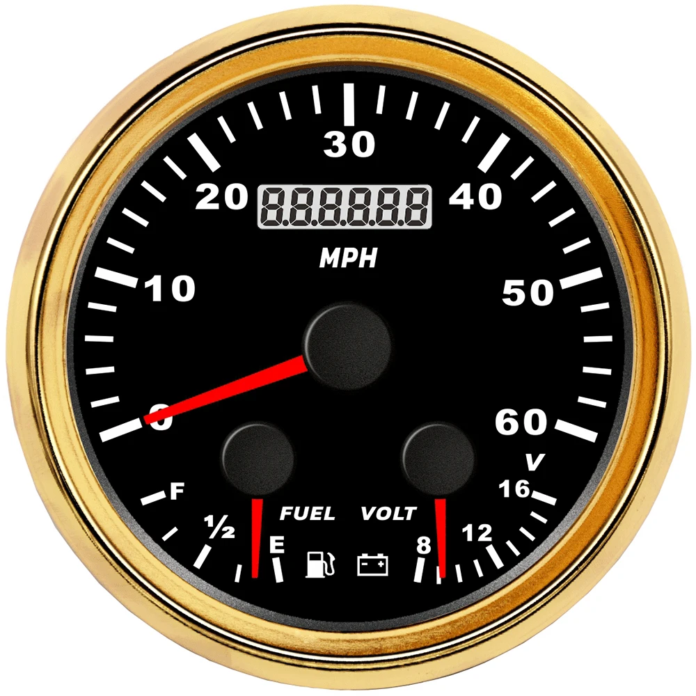 85mm Universal 60MPH GPS Speedometer Fuel Level 8 16V Voltmeter with