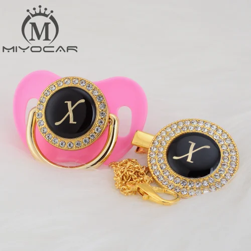 LX-3 0-6M MIYOCAR имя инициалы Письмо X Элегантный Серебряный bling соска и пустышка Клип BPA бесплатно пустышка bling уникальный дизайн SGS пройти LX - Цвет: LX-3 0-6M