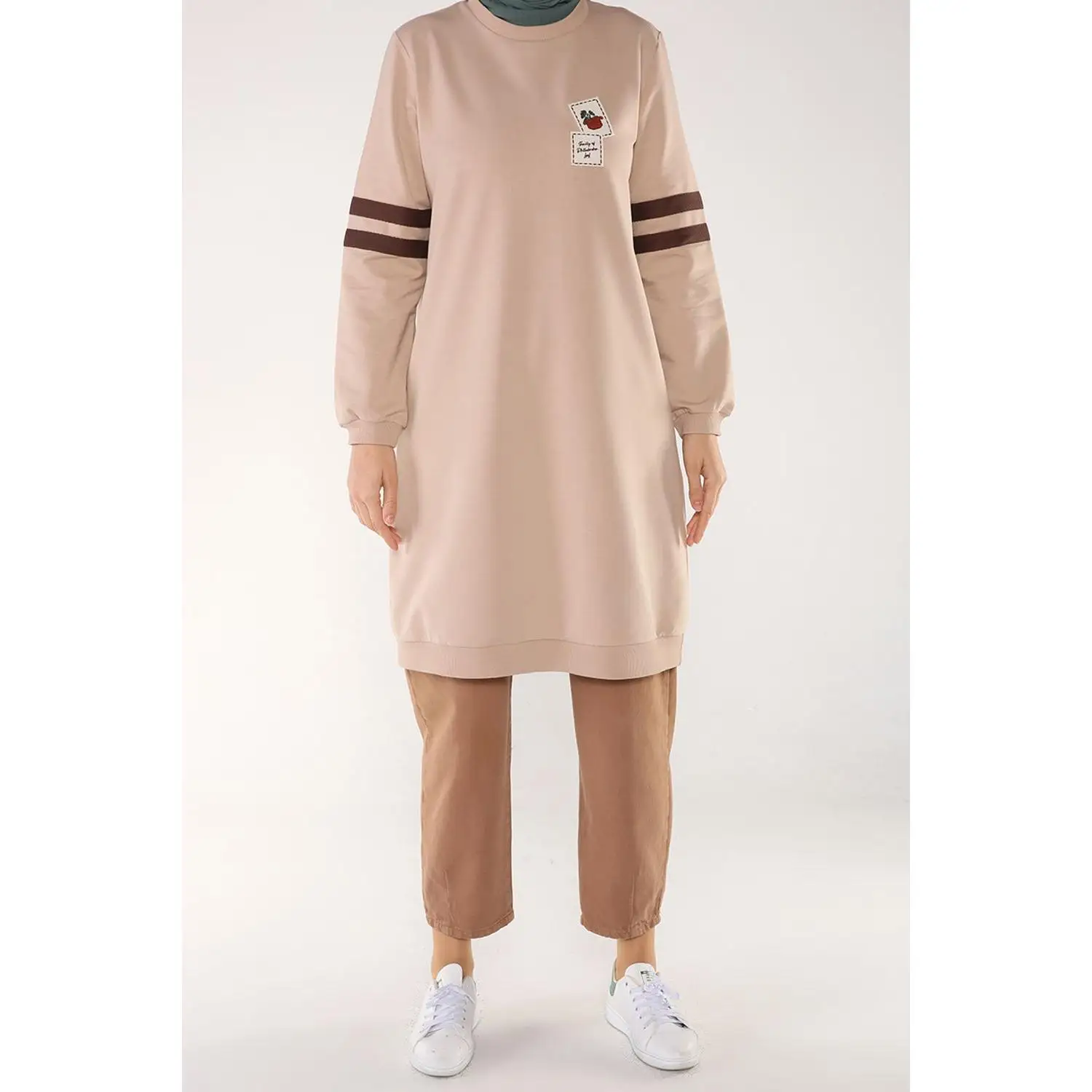 Платье-туника - Цвет: Темно-бежевый