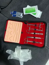 Kit de entrenamiento de sutura quirúrgica, herramienta para operar la piel, Práctica de sutura, modelo de almohadilla de entrenamiento, tijeras de aguja, equipo de enseñanza