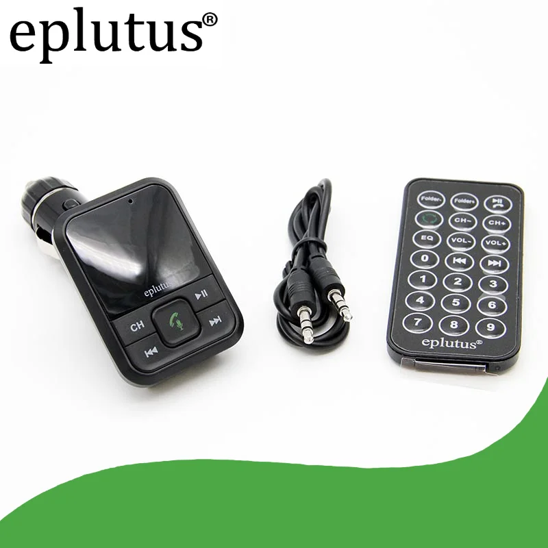Black FM модулятор передатчик bluetooth трансмиттер Eplutus FB-03, A2DP, громкая связь, управление музыкой, автомобильная зарядка, вход AUX, ЖК-дисплей, пульт ДУ, карта памяти USB и MicroSD до 32Гб - Название цвета: Black