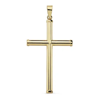 

Pendant 18k gold cross smooth 38mm. Round stick terminations unisex