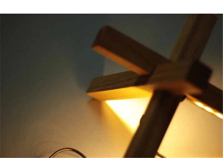 Japanese Style Wooden Bedroom Bedside Table Light Creative Art Cross Design Study Parlor Cafe Loft Lighting