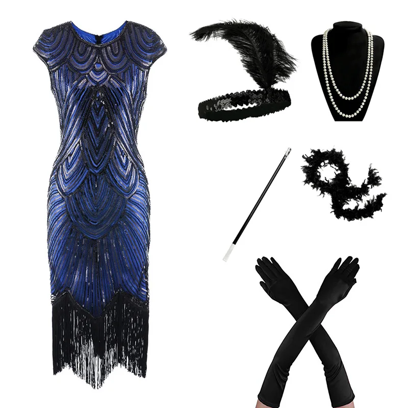 

1920s Flapper Dress Great Gatsby Party Evening Sequins Fringed Dresses Gown