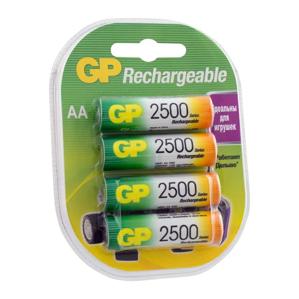 Перезаряжая аккумуляторы GP 250AAHC AA, емкость 2450 мАч-4 шт. В клемшеле