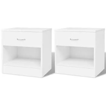

2 PCs with drawer white bedside tables