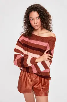 

Trendyol Cinnamon Stripes Knitwear Sweater TWOAW20KZ0401