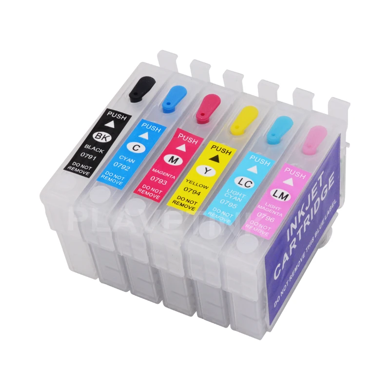 Plavetink 6 Color T0791 Refillable Ink Cartridge+ 6×100ml Ink Kits For Epson PX650 660 660+ 700W 710W 720WD Printer With Chips