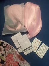 DIFEI peluca sintética bob corto pelo lacio con trimable flequillo Rosa rojo azul peluca cosplay púrpura para pelucas de pelo corto para mujeres