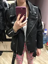 Jacket Coat Fitaylor Faux-Leather Loose Outwear Casual PU Sashes Black Tops Bf-Style