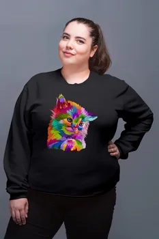 

Angemiel Wear Cute Colorful Cat Black Women Sweatshirts