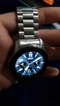 Watchband Wrist-Bracelet Curved-End-Strap 46mm SM-R800 Stainless-Steel Silver Black Samsung