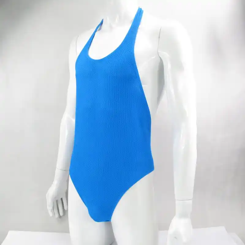 Mens bodysuit Thong Leotard Nylon spandex High Cut Race Back G3282