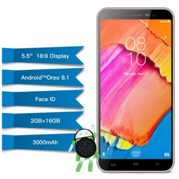 

Android 8.1 Quad Core (MT6580) 5.5" 18:9 Full Display Smartphone Fingerprint Face ID 2GB RAM 16GB ROM Smartphone