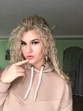 La naturaleza pelo Afro Pelo Rizado mechones extensiones con cierre Ombre oro 30 pulgadas suave súper largo pelo sintético del pelo de la onda