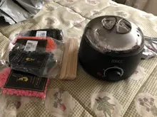 Mini máquina eléctrica de Calentador de fusión de cera, 4 bolsas de granos de cera, 10 pegatinas símil madera, máquina de depilación, Kit de depilación, Calentador de cera