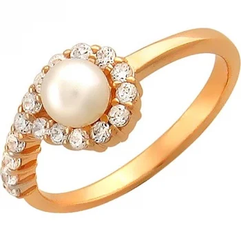 

Esthete ring with pearls and cubic zirconia in red gold