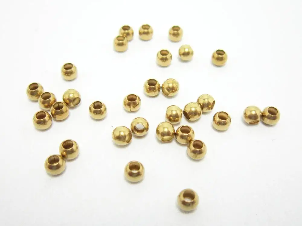 

100pcs Brass Round Beads, Solid Spacer Beads, 3x2.5mm, Rondelle Slider Beads, Raw Brass Findings, Jewelry Making - R2167