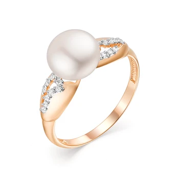 

Gold ring with cubic zirconia and pearls sunlight sample 585