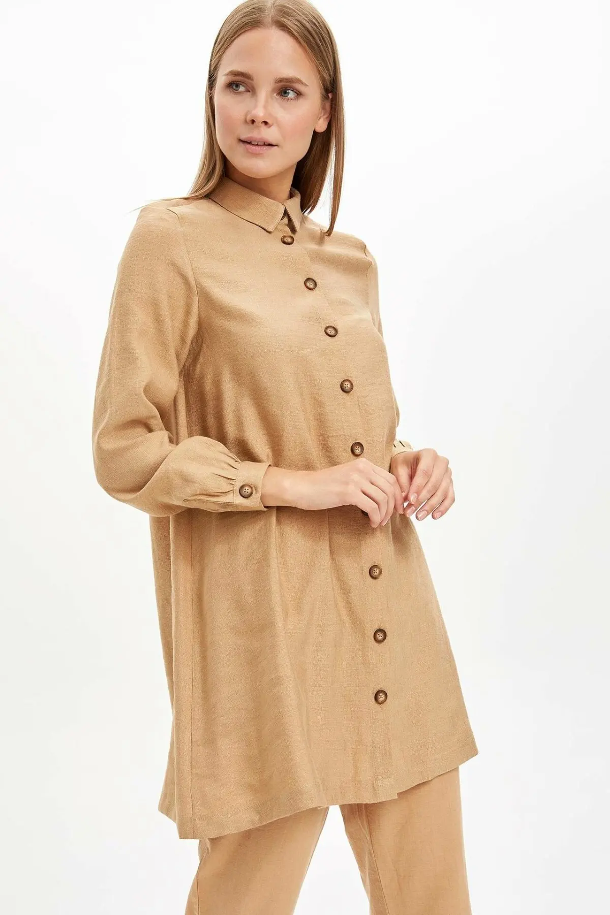 Дефакто Женская тканая Tunic M2562AZ19AU с длинным рукавом| |