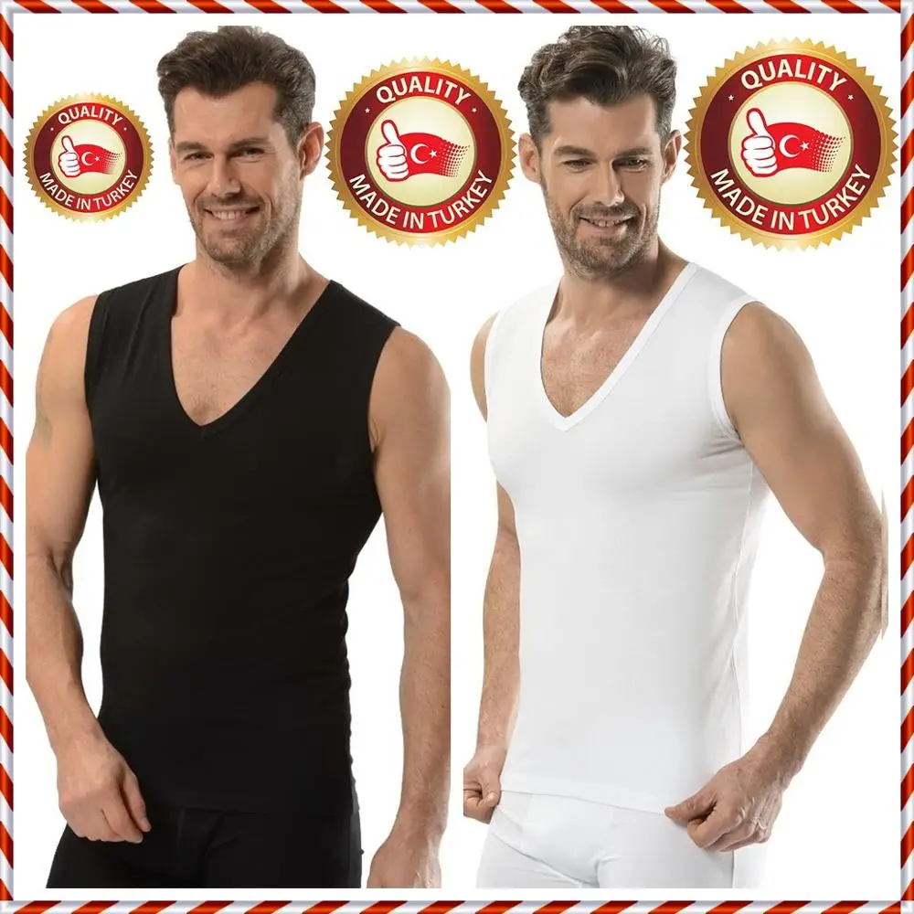 SET OF 3 or 6 TURKISH COTTON Men UNDERWEAR Sleep Clothing SLEEVELESS V