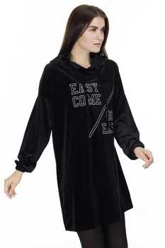 

Lela Printing Detail Hooded Velvet Sweat WOMEN SWEAT 5202840