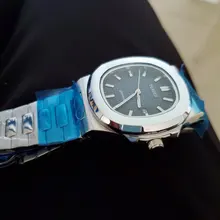 PLADEN-Reloj de pulsera de cuarzo para hombre, de negocios, de lujo, a la moda, correa de acero inoxidable, azul degradado, reloj calendario a prueba de agua