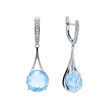 

Silver earrings with Topaz and cubic zirconia sunlight sample 925