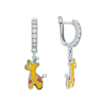 

Silver earrings with cubic zirconia and enamel sunlight sample 925