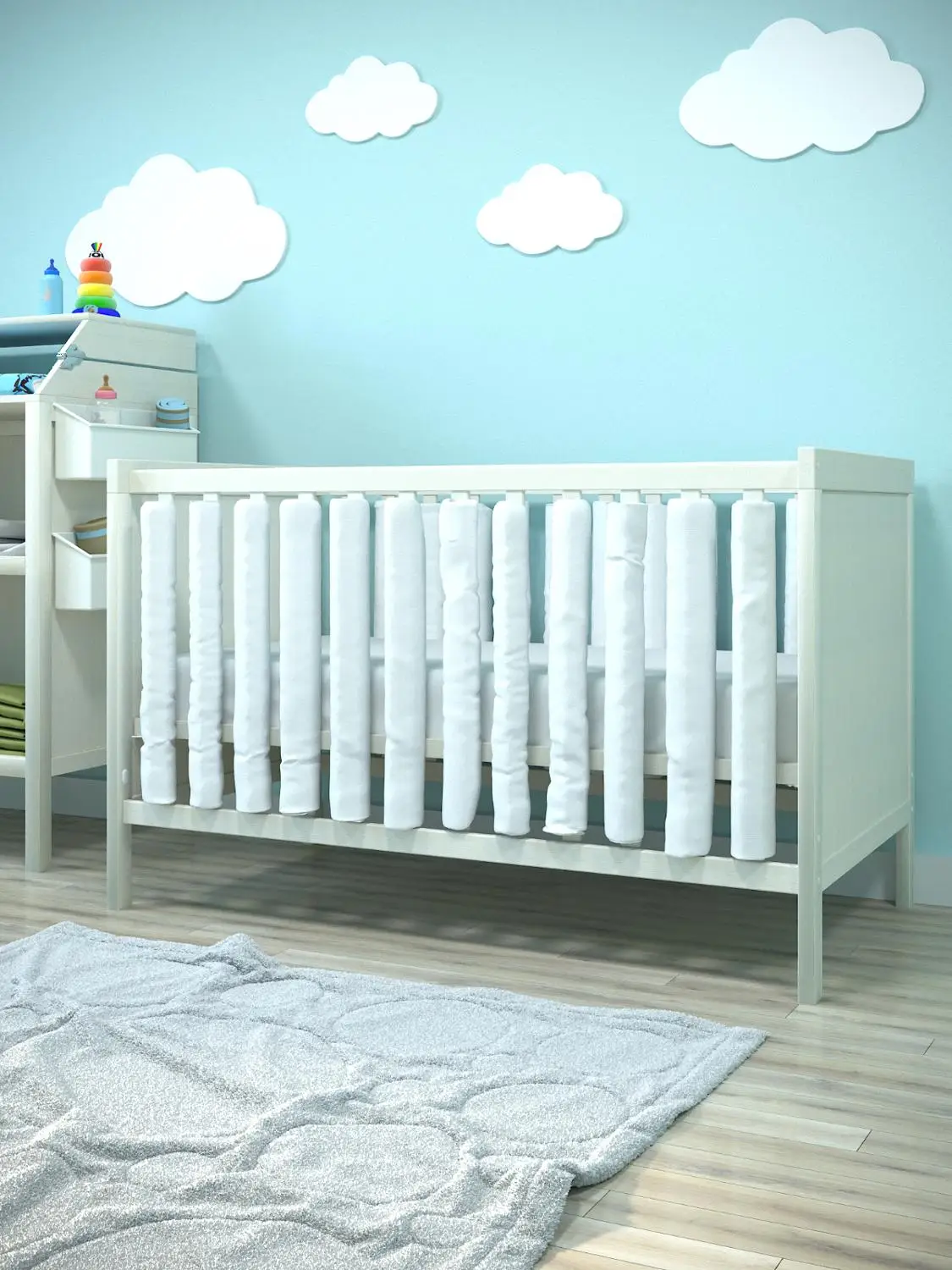 Бортики в кроватку 12 фенс-бамперов Cloud factory Plain White