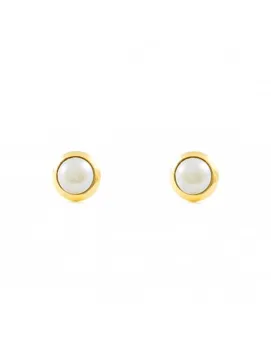 

Gold Girl earrings Round with Pearl 6 mm (9kts)