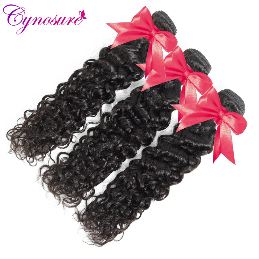 Cynosure Water Wave Human Hair Bundles With 4x4 Closure Brazilian Hair Weave 3 Bundles With Lace Closure Water Wave Remy