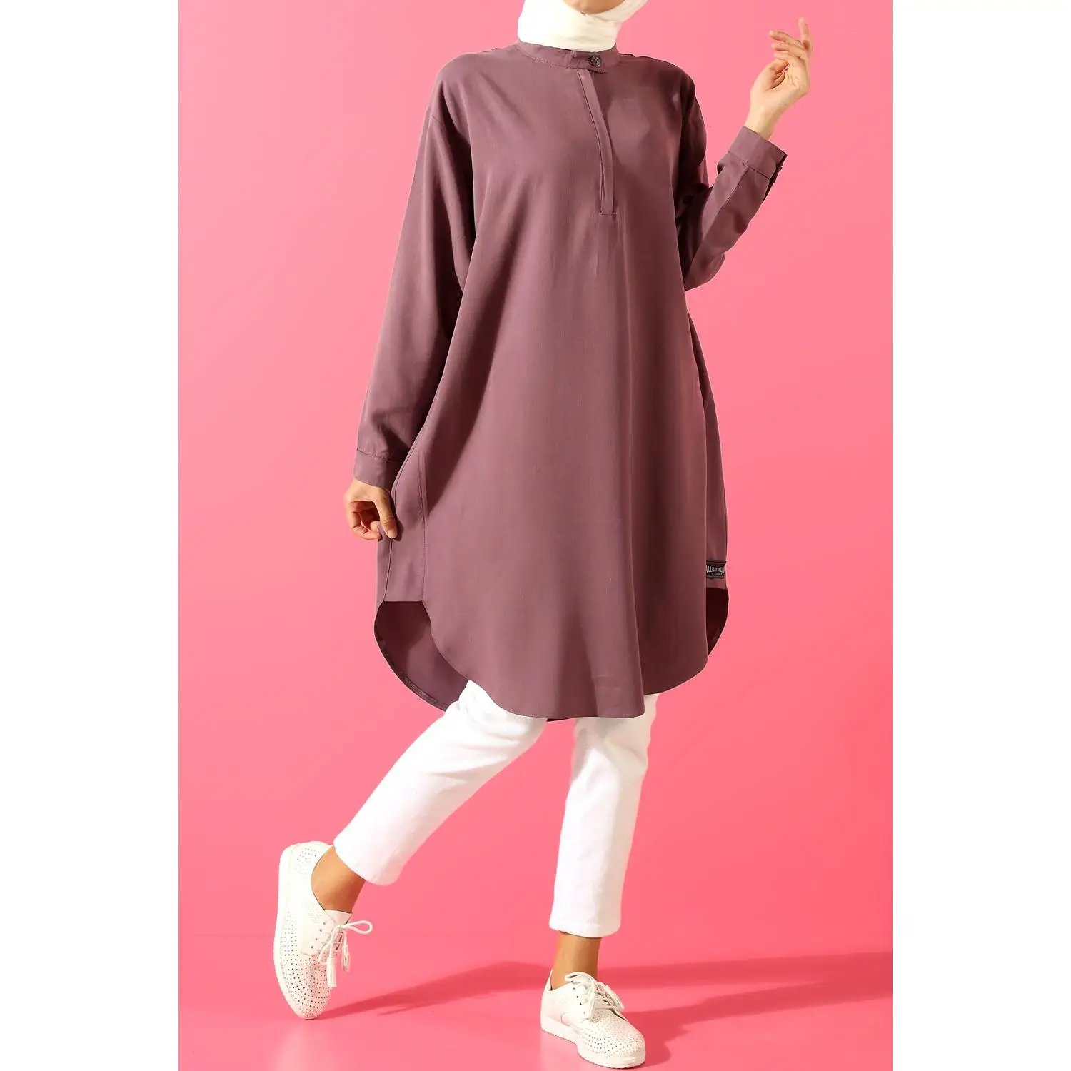 Туника из TENCEL с короткими рукавами - Цвет: Роза
