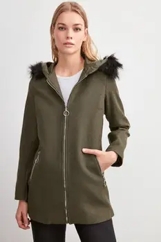 

Trendyol Zip Detail Hooded Stamp Coat TWOAW20KB0012