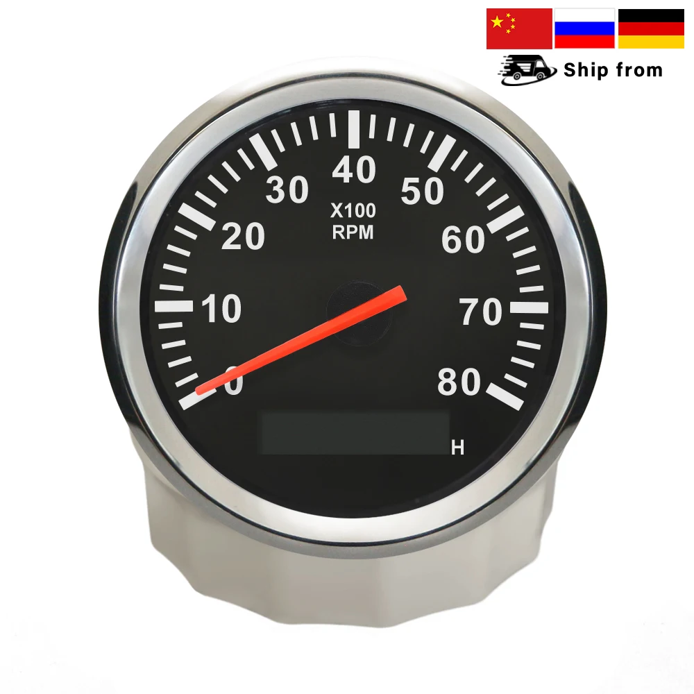 Universal Tachometer 85mm Car Boat Tacho Sensor Marine with Hourmeter 3000 4000 6000 8000 RPM Tachometer 12V/24V Red Backlight tachometer gauge engine tachometer tachometer meter