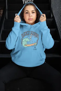 

Angemiel Wear Skeleton Surfer Blue Women 'S Hooded Sweatshirt