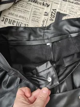 2020 Winter New Women Orange Color PU Bermuda Shorts Faux Leather Belted Shorts