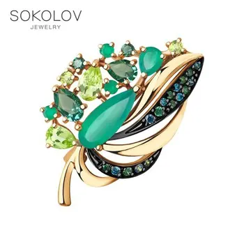

Brooch SOKOLOV gold with a mix of stones fashion jewelry 585 women's male