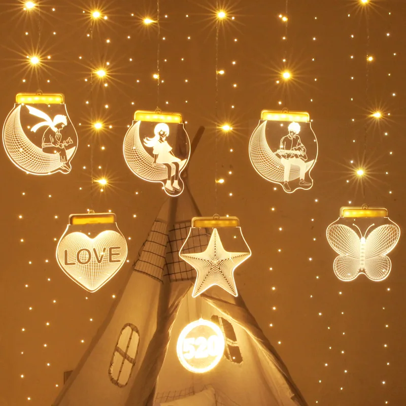 

Love Star USB LED String Lights Christmas Fairy Lights garland Outdoor Home For Wedding Party Curtain Festival Decoration