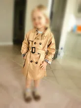 Abrigo de tenis Vintage para bebé, ropa para niño y niña, chaqueta a prueba de viento, cortavientos británico con doble botonadura, cinturón con botón para Collar