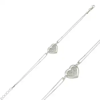 

Merve Sterling Silver Heart Women Bracelet