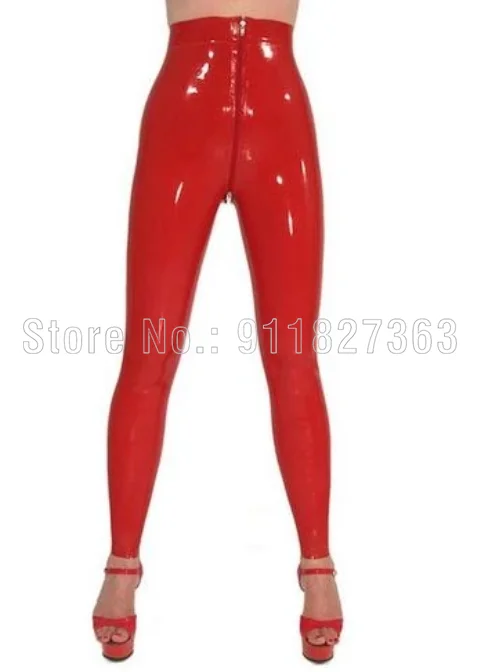 Женские латексные леггинсы красные брюки пикантные облегающие резиновые с