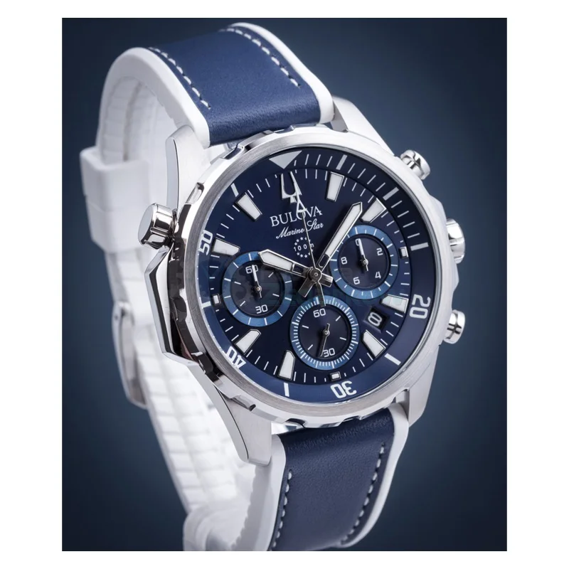 Наручные часы Bulova 96B287 мужские с кварцевым хронографом на кожаном ремешке