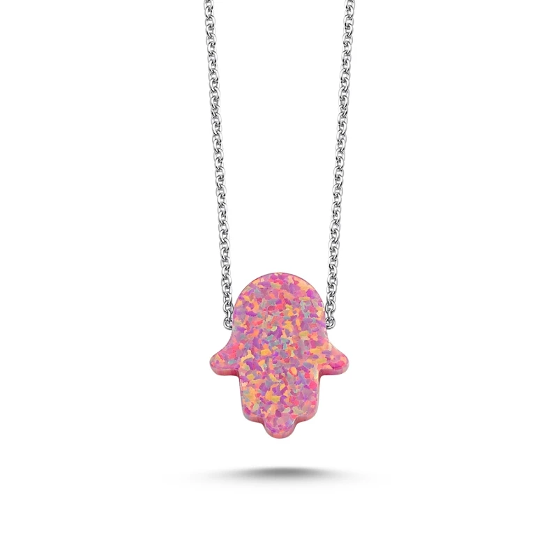 

Armagano Dark Pink Opal Fatma Master Hand Necklace
