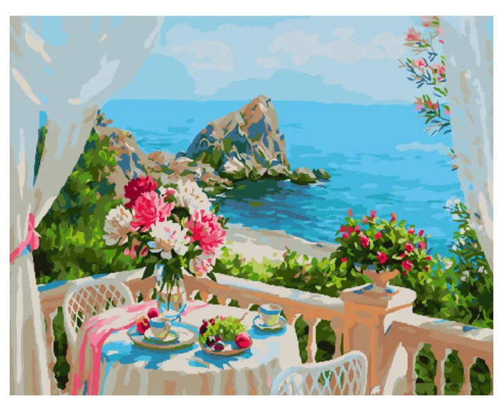 Картина по номерам GX 29309 Завтрак у моря 40*50