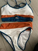 Bikini Women Swimsuit Two-Pieces High-Waist Splicing New