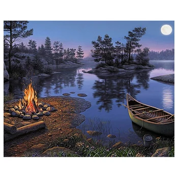 

Аж-1494 painting with rhinestones 'at the night coast 50x40 cm