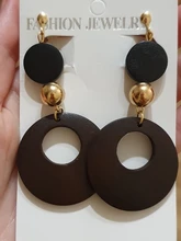 Pendientes con Clip de madera Natural para mujer, aretes sin agujero, pendiente geométrico, moda coreana, regalo de joyería