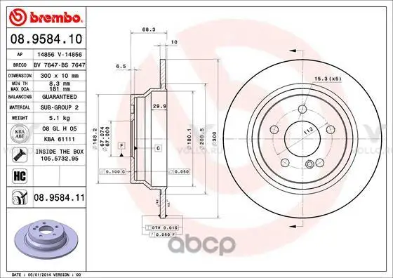Диск тормозной задн MERCEDES-BENZ E-CLASS T-Model(S211)(03/03-) R / MERCEDES-BENZ E-CLASS(W211)(03/02-) R